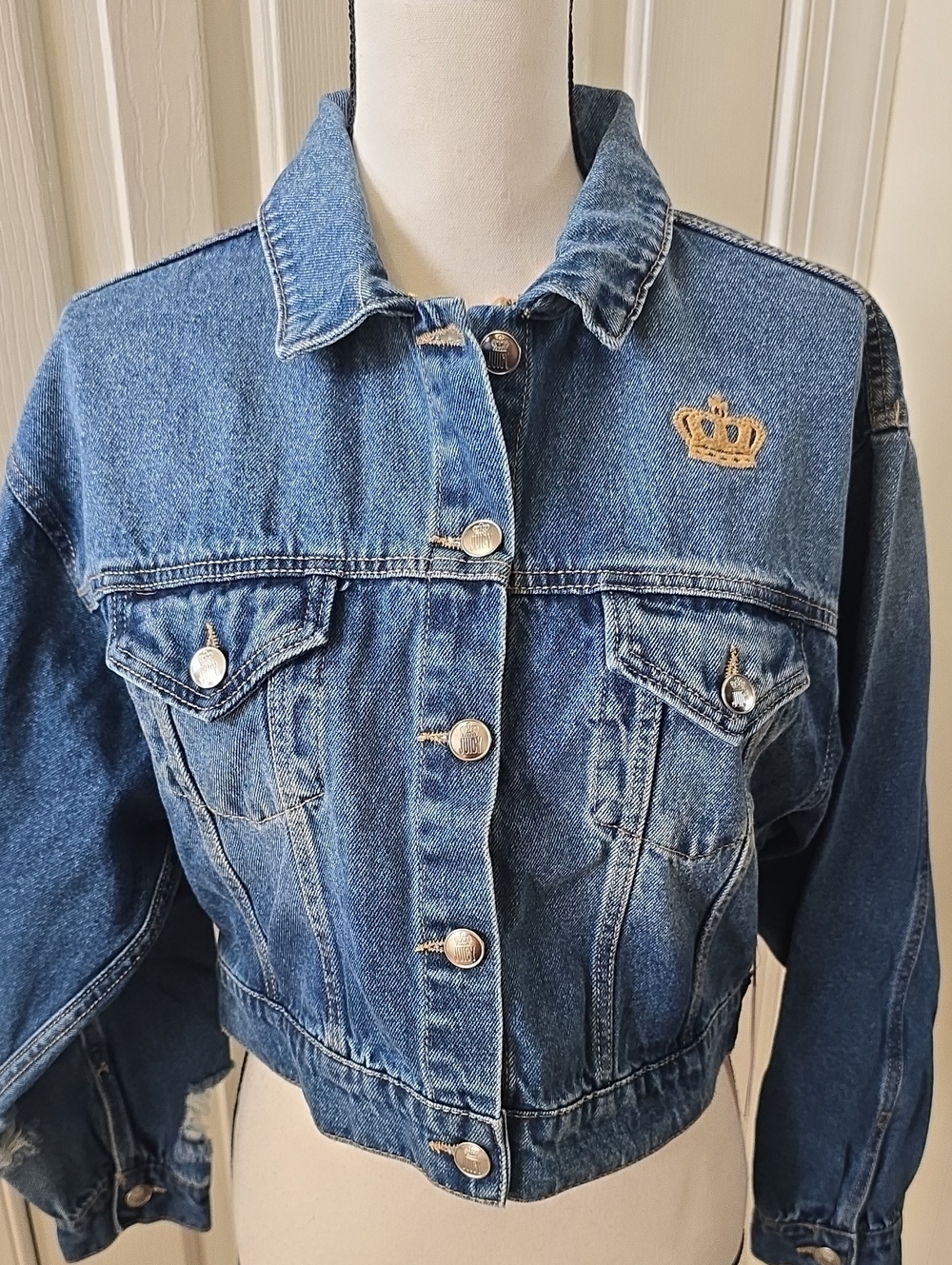 JUICY BY JUICY COUTURE BRAND JUNIOR WOMEN'S BLUE JEAN JACKET SIZE LARGE